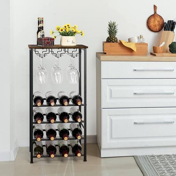 The Urban Port 9 Bottle Storage Wine Rack Cabinet with 1 Drawer