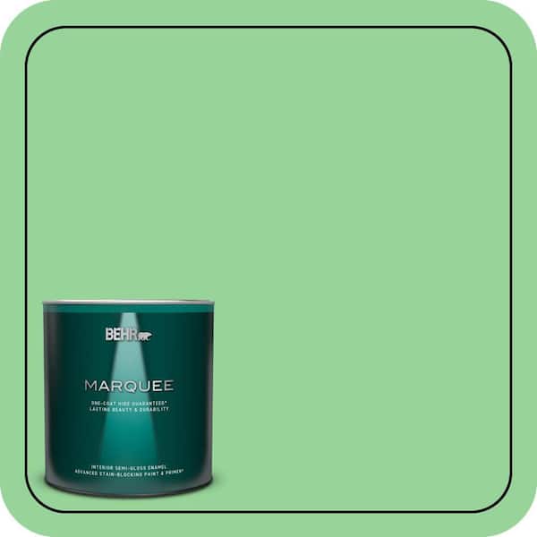 BEHR MARQUEE 1 qt. #P390-4 Young Green Semi-Gloss Enamel Interior Paint & Primer