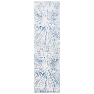 Amelia Gray/Blue 2 ft. x 8 ft. Distressed Abstract Runner Rug