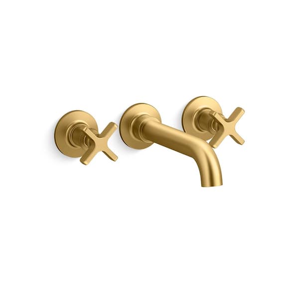 Castia By Studio McGee 2-Handle Wall-Mount Bath Faucet Trim in Vibrant Brushed Moderne Brass