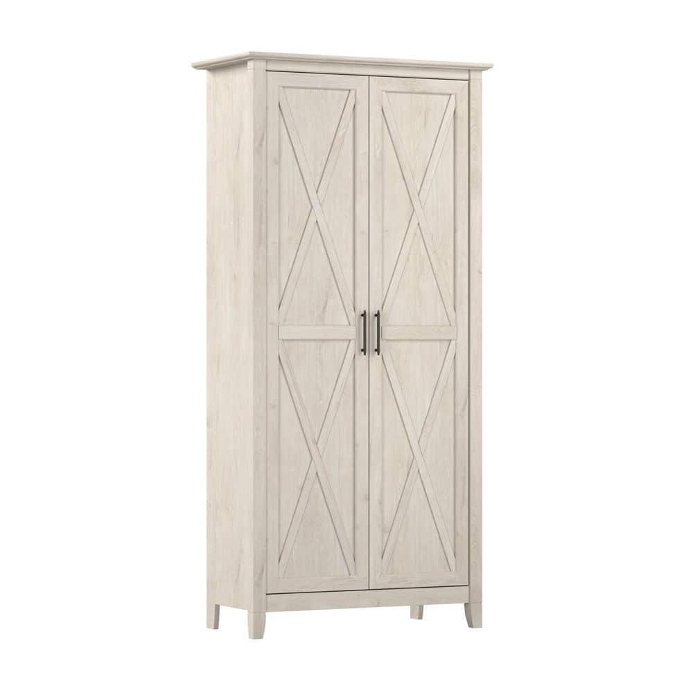 Key West Linen White Oak/Pure White Particle Board 31.69 in. Pantry Cabinet with Adjustable Shelves