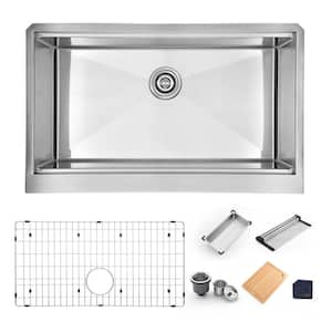 Farmhouse Apron-Front 16-Gauge Stainless Steel 33 in. Single Bowl Workstation Kitchen Sink with Accessories