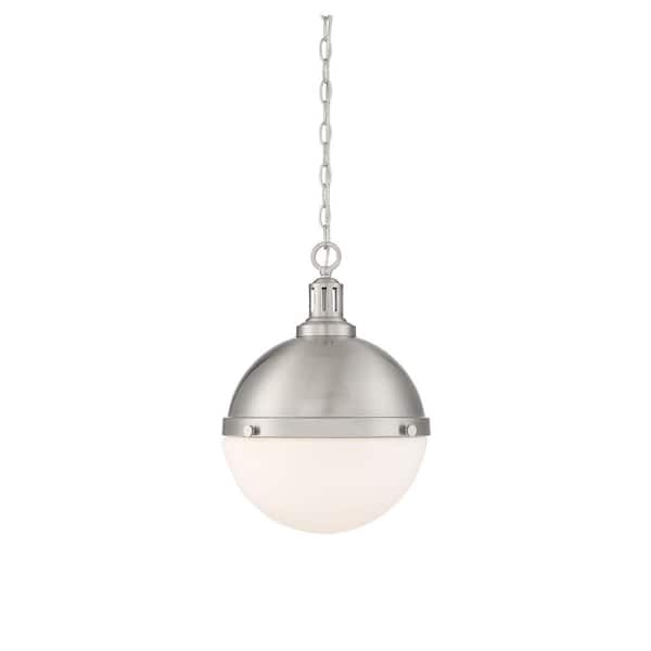 Savoy House Lilly 2-Light Satin Nickel Shaded Pendant Light