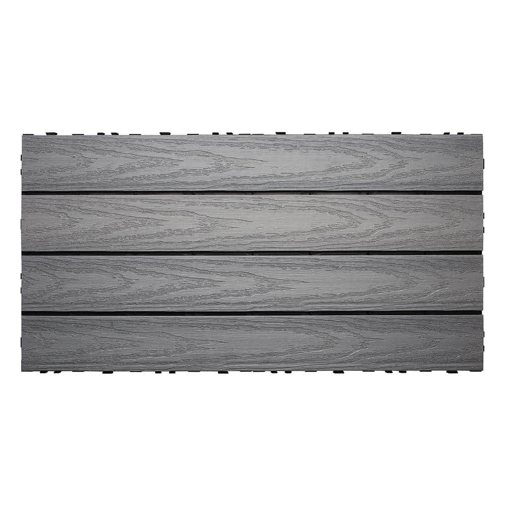 NewTechWood UltraShield Naturale 1 ft. x 2 ft. Quick Deck Outdoor Composite Deck Tile in Westminster Gray (20 sq. ft. Per Box) -  US-QD-ZX-24-GY