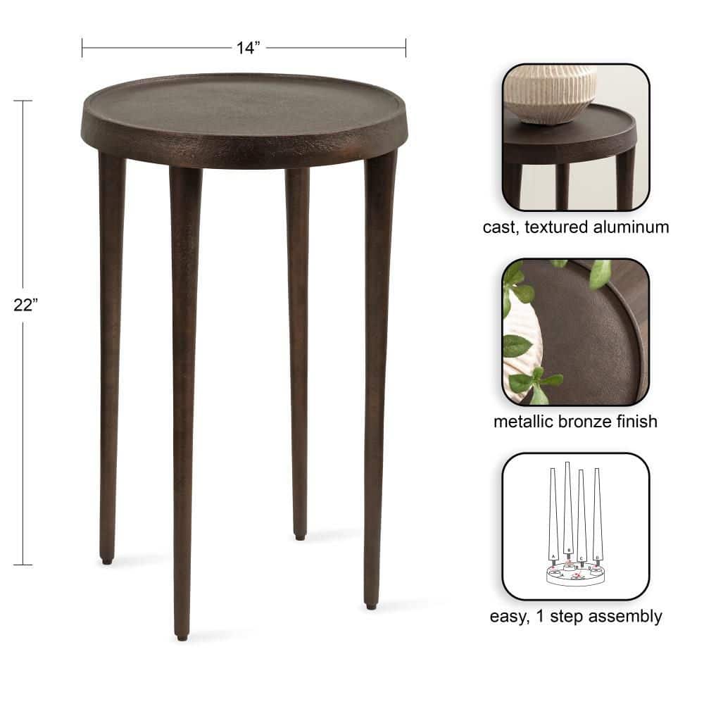Rava 14 in. Bronze Round Metal End Table - thumbnail 4