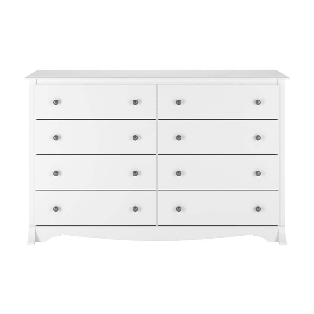 White Double 8-Drawer Horizontal Dresser with Deep Drawers