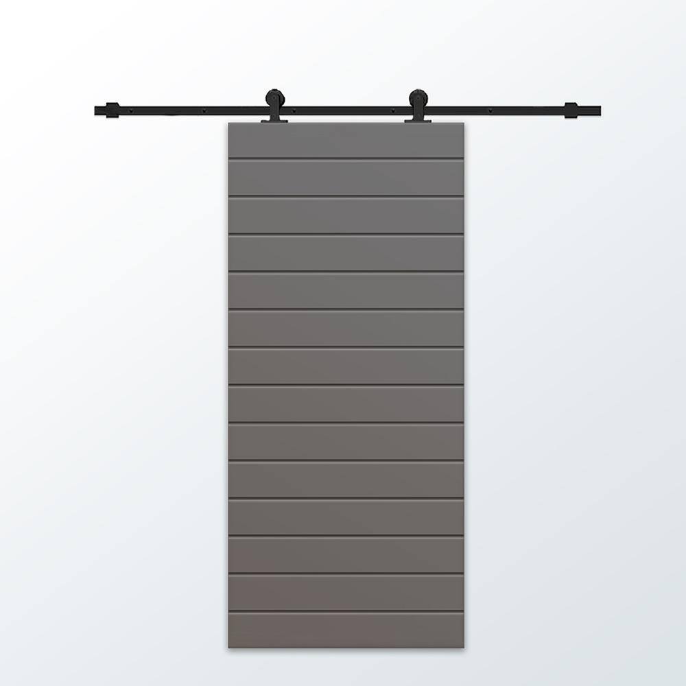 30 in. x 80 in. Light Gray Painted Composite MDF Paneled Interior Sliding Barn Door with Hardware Kit price history on PriceWatchPro