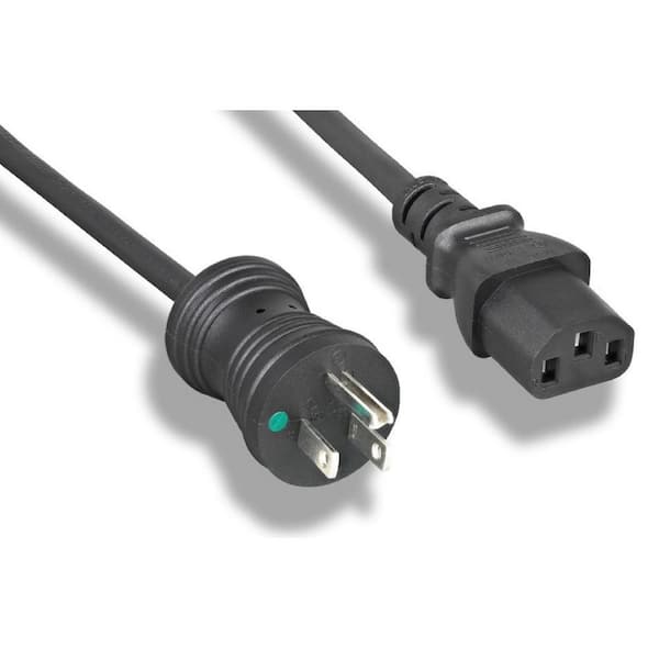 Micro Connectors, Inc 15 ft. 18/3 10 Amp Medical Grade Hospital AC Power Cord (NEMA 5-15PHG to IEC-60320-C13) Black