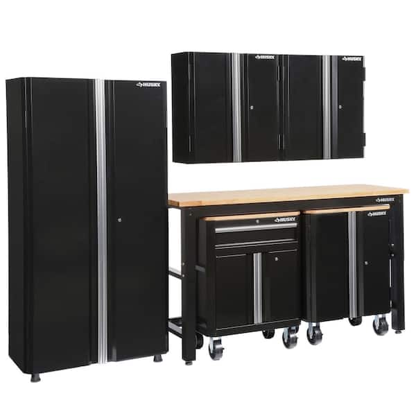 Husky 6 Piece Ready To Assemble Steel Garage Storage System In Black 108 W X 98 H 24 D G10808st1 Us The Home Depot Husky 6 Piece Ready To Assemble Steel, Home Depot Garage Cabinets Husky