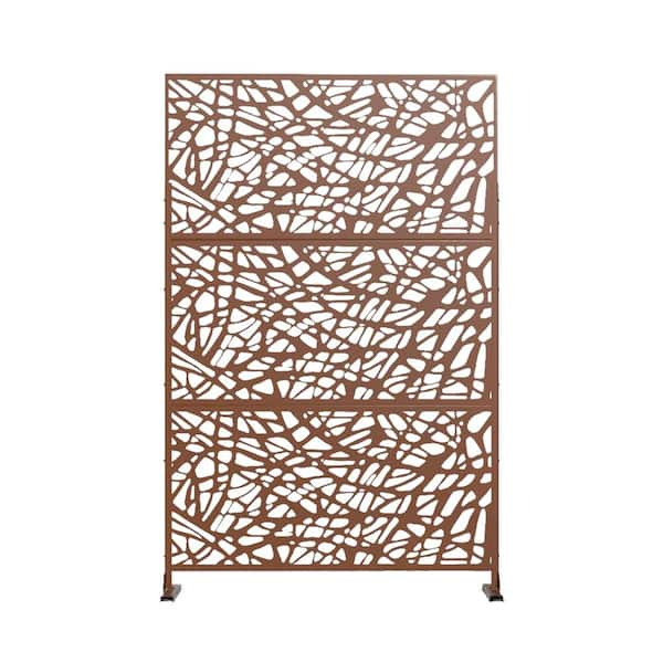 Unbranded 6.5 ft. H x 4 ft. W Laser Cut Metal Privacy Screen in Brown