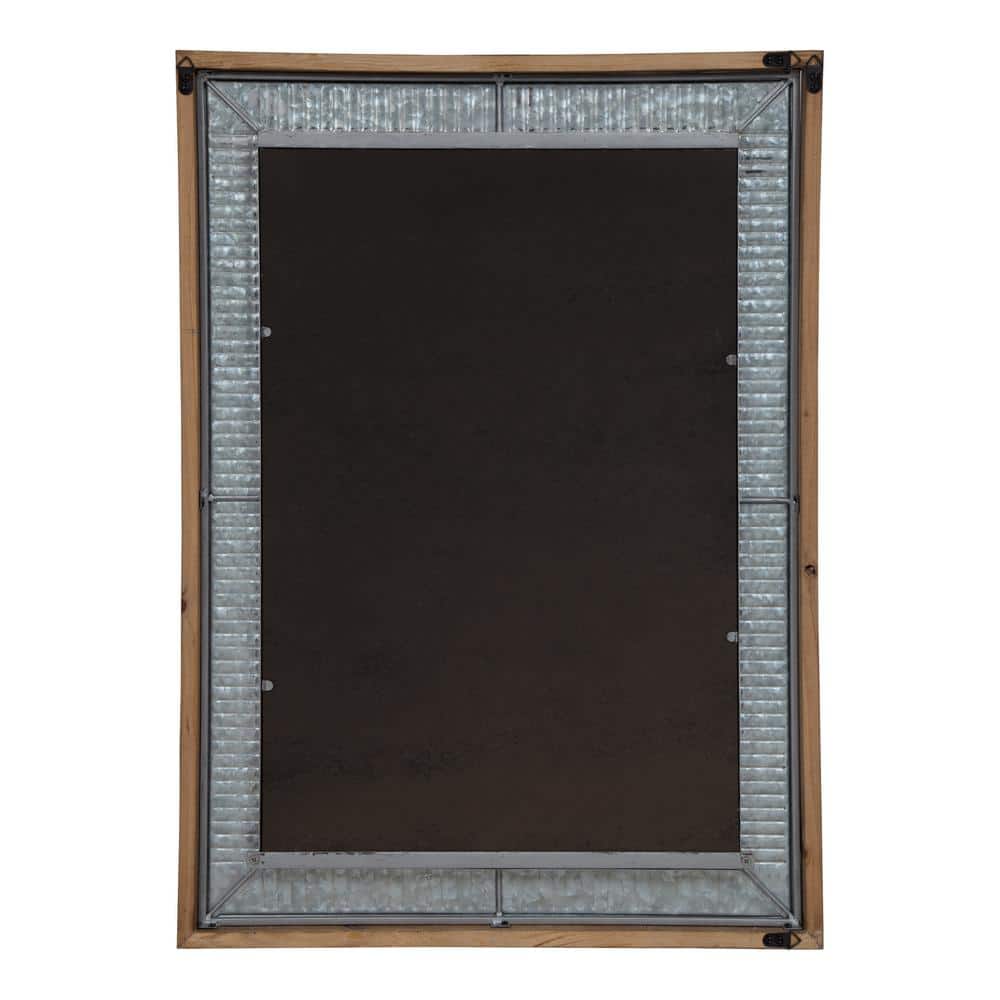 Rustic Brown Wood and Galvanized Metal Full-Length Wall Mirror