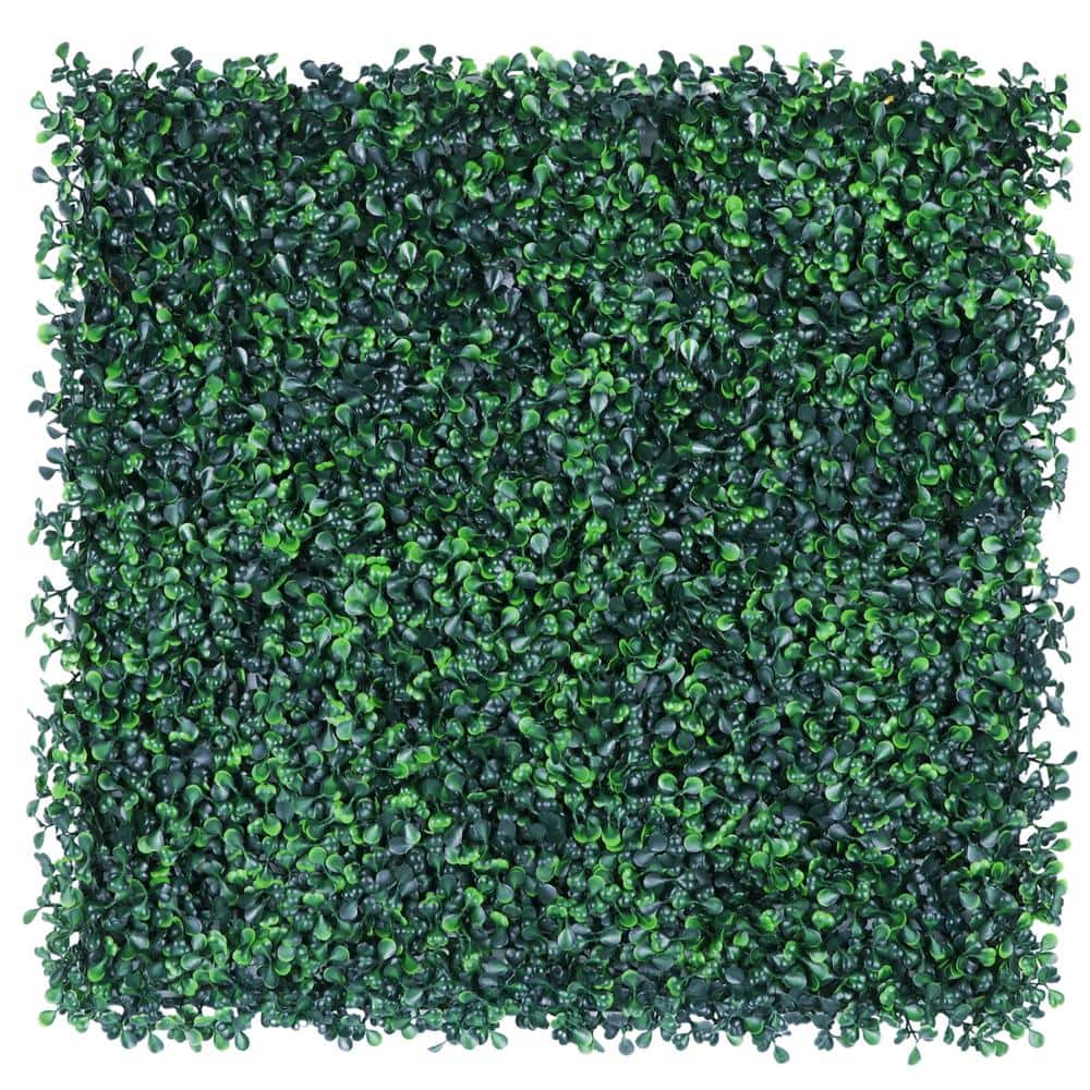 1.5 in. 12-Piece 20 in. x 20 in. Artificial Boxwood Hedge PE Faux Topiary P