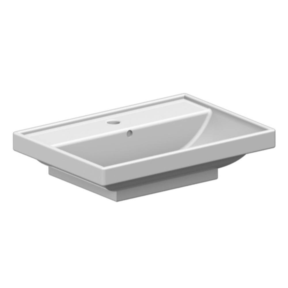 Scarabeo Glossy White Ceramic Wall-Mount Bathroom Sink with Overflow