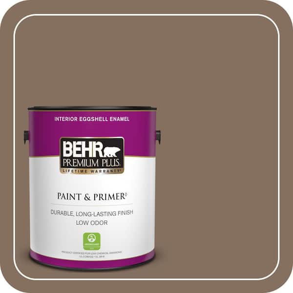 BEHR PREMIUM PLUS 1 gal. #N230-6 Whiskey Barrel Eggshell Enamel Low Odor Interior Paint & Primer
