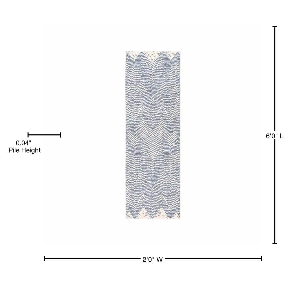 Coastal Breeze Blue Chevron 29'' Synthetic Runner Rug