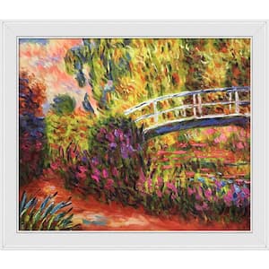 Japanese Bridge (Water Irises) by Claude Monet Galerie White Framed Architecture Oil Painting Art Print 24 in. x 28 in.