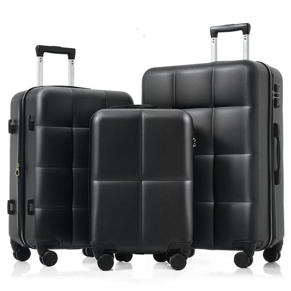 Merax 3-Bags 3-Piece Black 20 in. 24 in. 28 in. ABS Hardshell