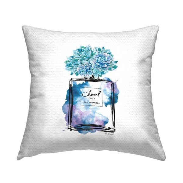 Stupell Industries Glam Perfume Watercolor Splash Blue Square Outdoor Throw Pillow