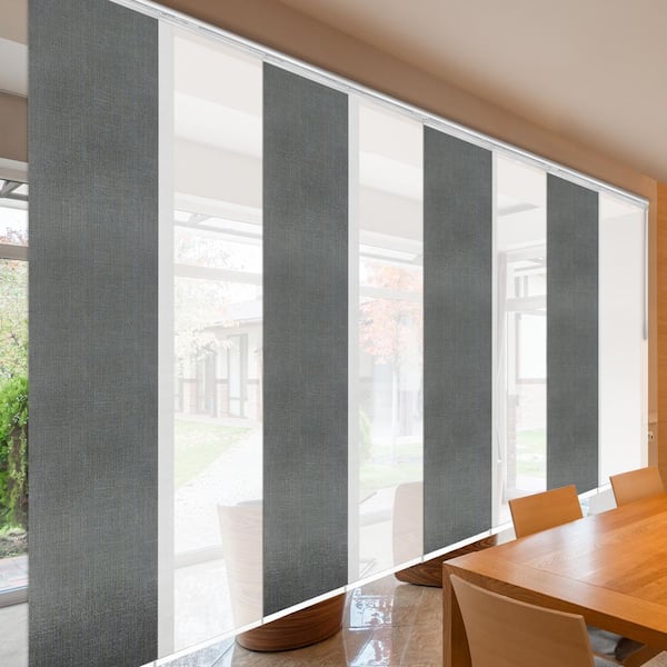 EMOH Silken Slate 130 in. - 175 in. W x 94 in. L Adjustable 8- Panel White Double Rail Panel Track with 23.5 in. Slates