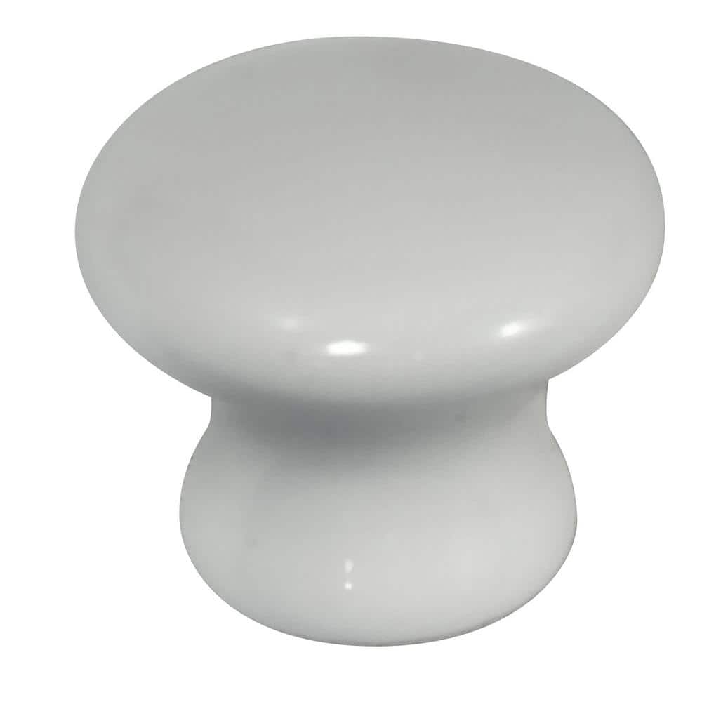 White Round Porcelain Cabinet Knob with Mounting Hardware