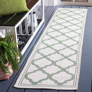 Bermuda Beige/Green 2 ft. x 8 ft. Runner Border Trellis Indoor/Outdoor Area Rug