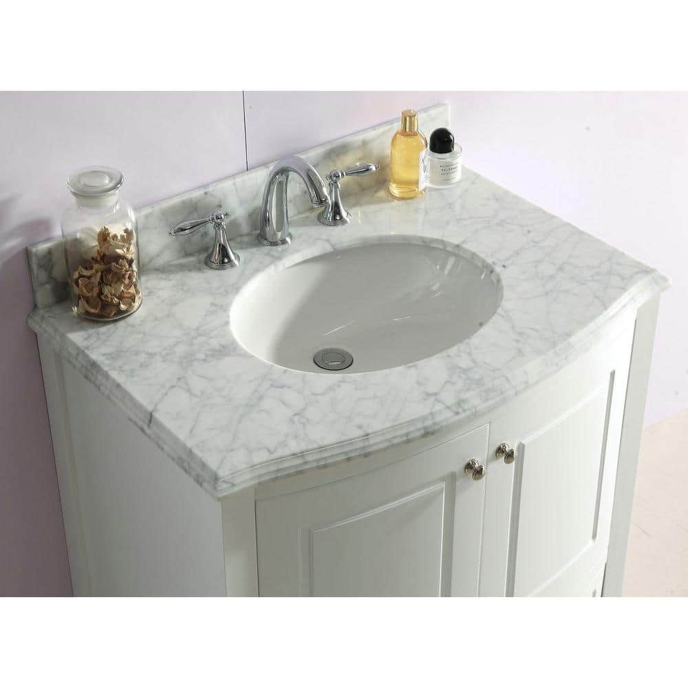 Estella 32" White Cabinet with Marble Countertop