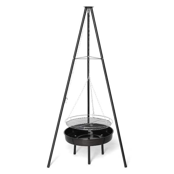 Campfire Tripod Grill Adjustable Height BBQ Grill Grate with Fire Bowl