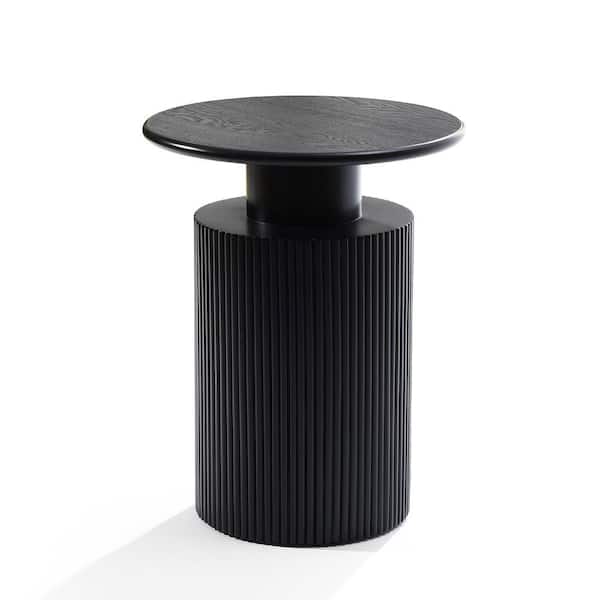 LuxenHome 17.5 in. Black Round MDF End Table