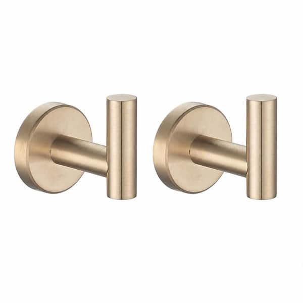 Set of 2 Champagne Bronze Wall-Mounted Stainless Steel Bathroom Towel and Robe Hooks 0.8mm Thick Bronze,