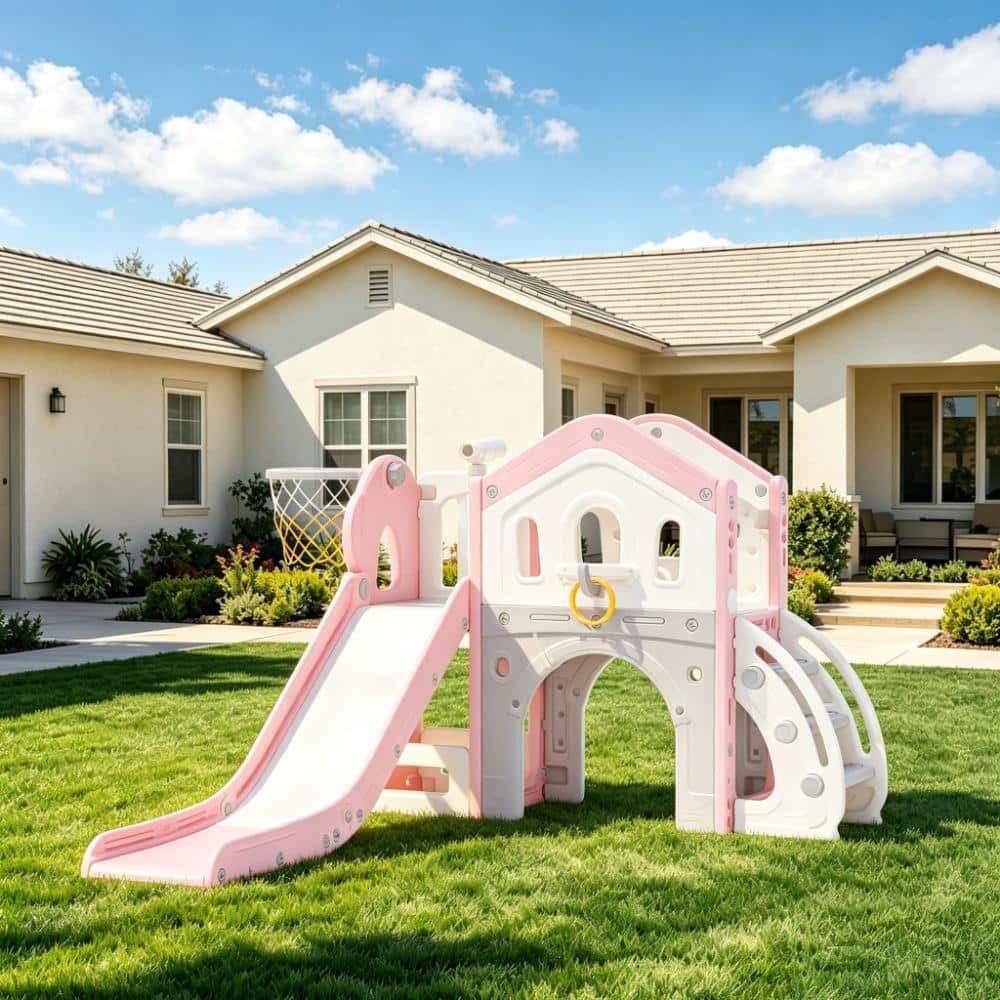 9 in 1 Toddler Slide for Kids, ASTM Certified HDPE Indoor Outdoor Freestanding Kids Slide w/ Anti-Slip Climbing Steps