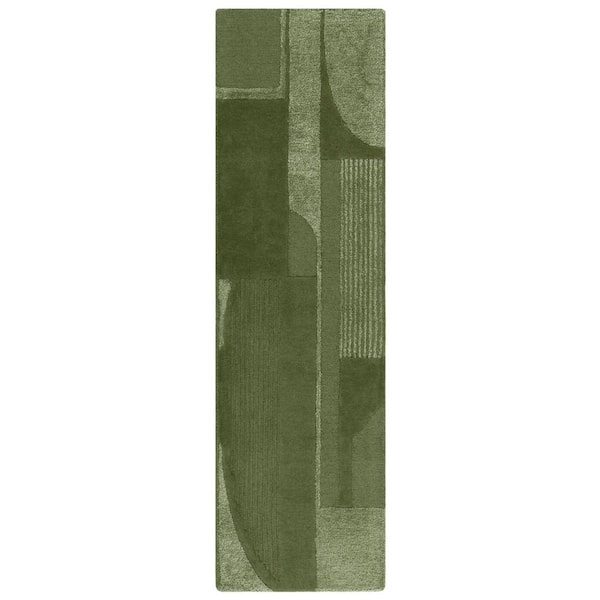 Fifth Avenue 2 ft. x 5 ft. Green Contemporary Geometric Runner Rug