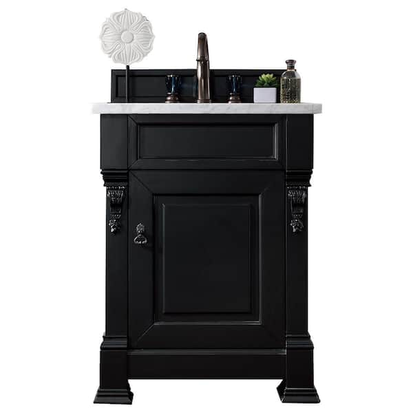 James Martin Vanities Brookfield 26 in.W x 23.5 in. D x 34.3 in. H Single Bath Vanity in Antique Black with Eternal Jasmine Pearl Top