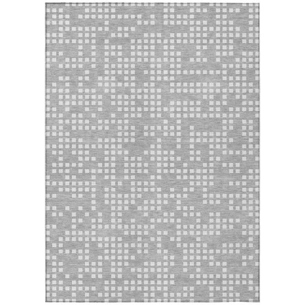 Chantille Machine Washable Indoor/Outdoor Abstract ACN2831 Pewter 10 ft. x 14 ft. Area Rug