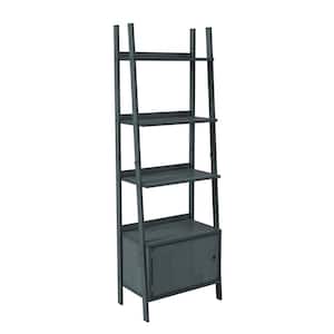 Freemont 23.6 in. Wide Gray 4-Shelf Scandinavian Inspired Narrow Bookcase with Storage Cabinet