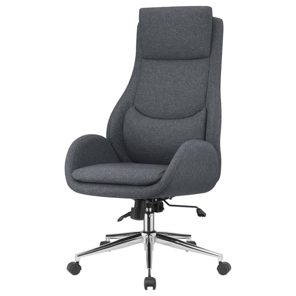 Gray Leatherette and Fabric High Back Executive Chair with Adjustable Arms