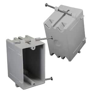 New Work 1-Gang 18 cu. in. Nail-on Electrical Outlet Box and Switch Box with Knockouts, Gray