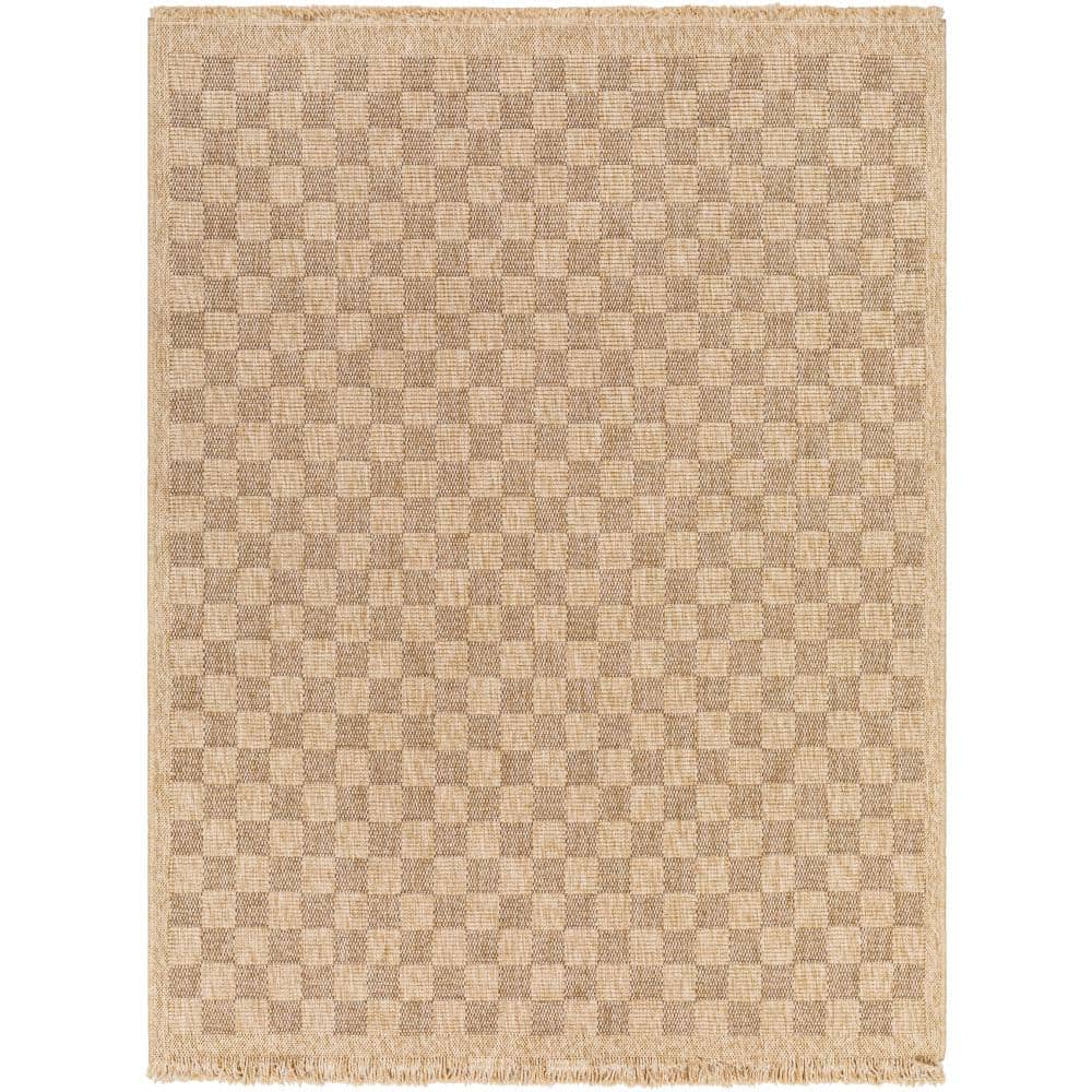 UPC 889292420730 product image for Mirage Tan/Dark Brown Checkered 8 ft. x 10 ft. Indoor/Outdoor Area Rug | upcitemdb.com
