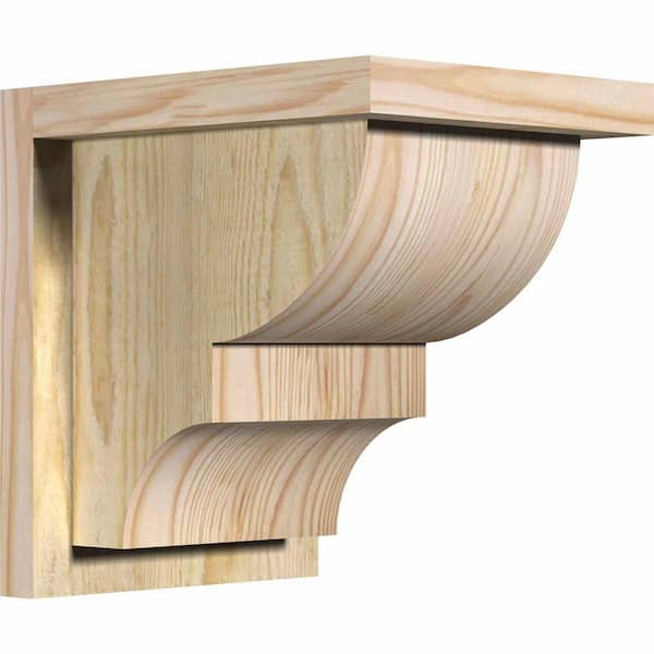 Ekena Millwork 8 in. x 10 in. x 10 in. Douglas Fir Ridgewood Rough Sawn Corbel with Backplate