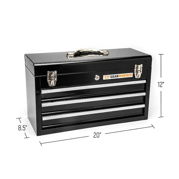 GEARWRENCH 20 in. Black Powder Coated Steel 3-Drawer Portable Locking Tool  Box 83151 - The Home Depot