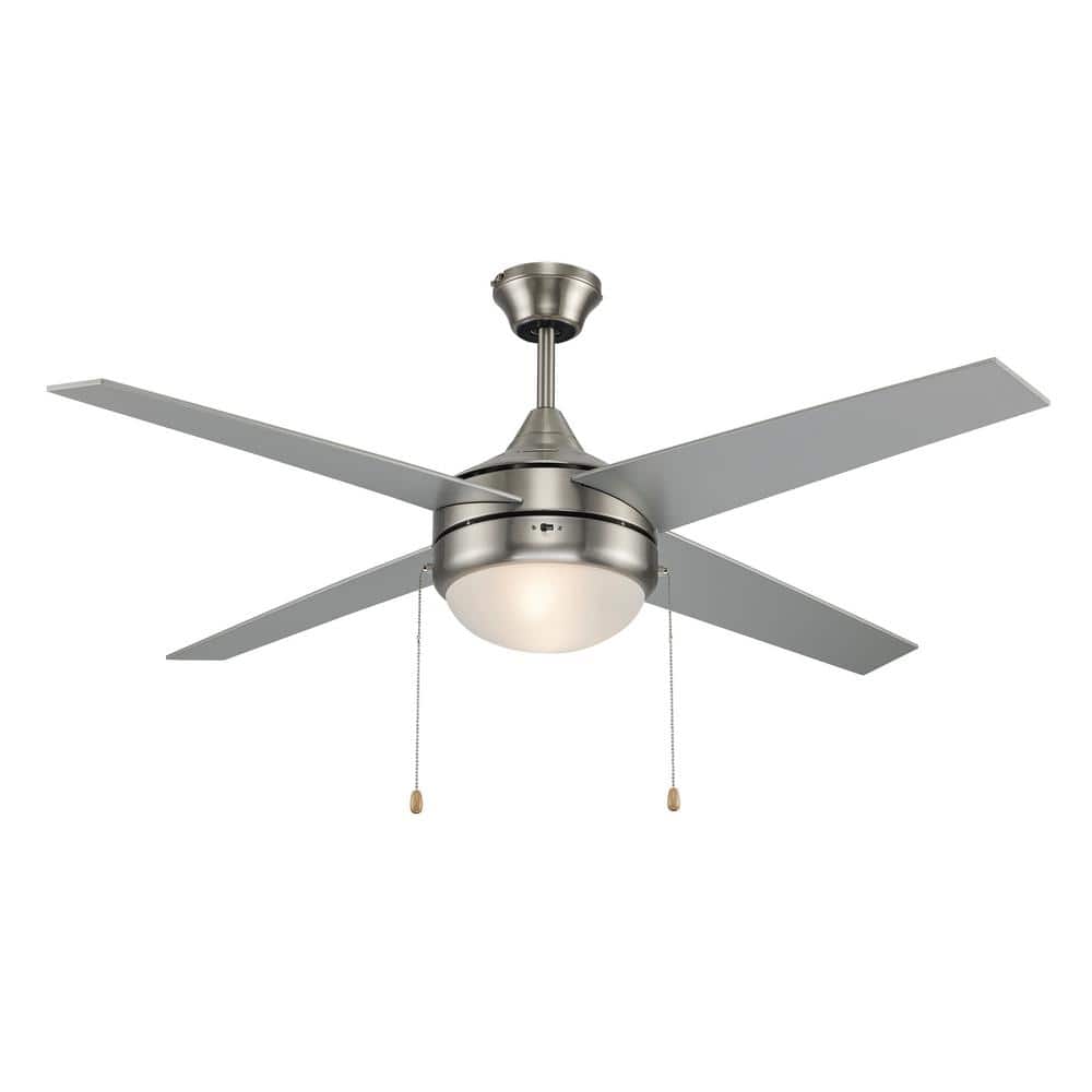 Bel Air Lighting Cappleman 52 in. Indoor Brushed Nickel 2-Light Modern  Ceiling Fan with Light, Pull Chains, and 4 Blades F-1024 BN - The Home Depot