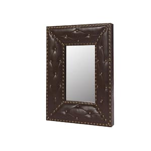 21 in. W x 26 in. H Mordern Rectangular PU Covered MDF Framed for Wall Decorative Bathroom Vanity Mirror in Brown