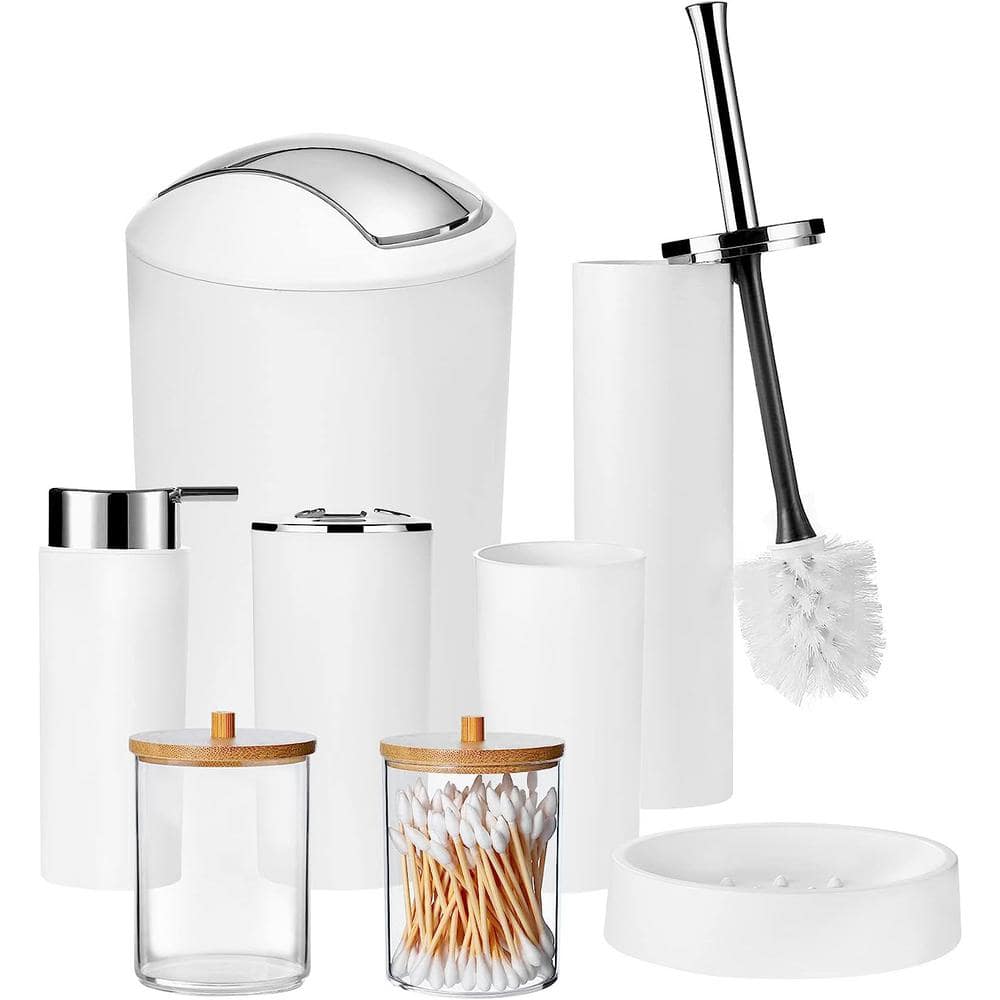 Dyiom 8-Pieces Bathroom Accessories Set-White B07MLJ242H - The Home Depot