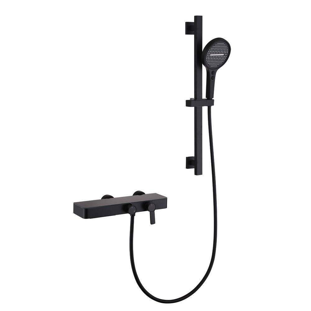 3-Spray High Pressure Hand Shower 2.11 GPM Wall Bar Shower Kit with Tub Faucet in Matte Black price history on PriceWatchPro
