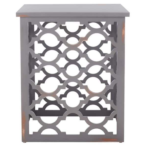 SAFAVIEH Lonny 18.8 in. Gray Square Wood End Table