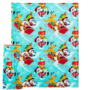 Disney Mickey Mouse Spreading Cheer Blue Silk Touch Throw Blanket