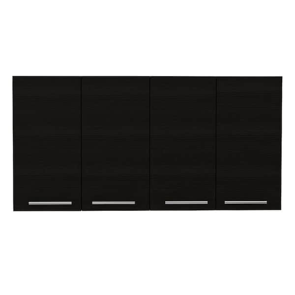 COWLOWN 47.2 in. W x 13.1 in. D x 23.6 in. H Bathroom Storage Wall Cabinet in Black with 4 Doors, 2 Cabinets, 2 Shelves