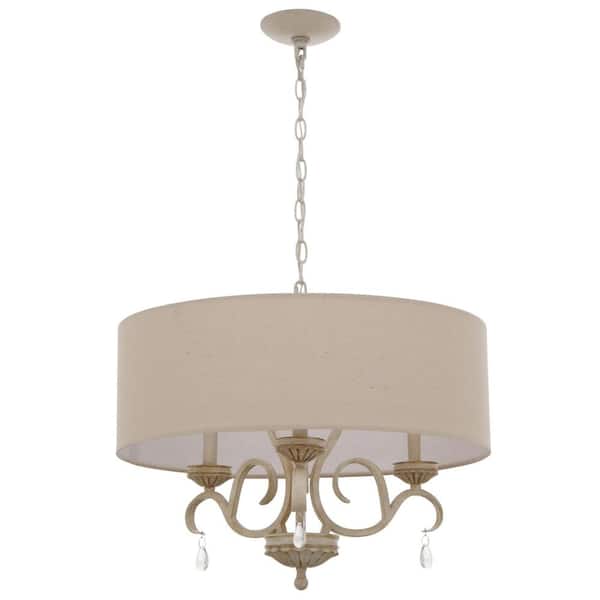 Kenroy Home Marcella 3 Light Weathered, Small White Chandelier Uk
