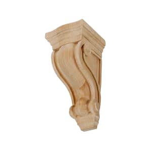 4-3/4 in. x 2-7/8 in. x 2-5/8 in. Unfinished X-Small North American Solid Alder Classic Traditional Plain Wood Corbel