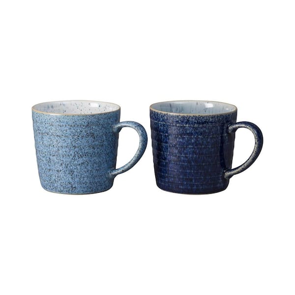 Denby Stoneware Studio Blue Set of 2 Ridged 13.5oz Mugs