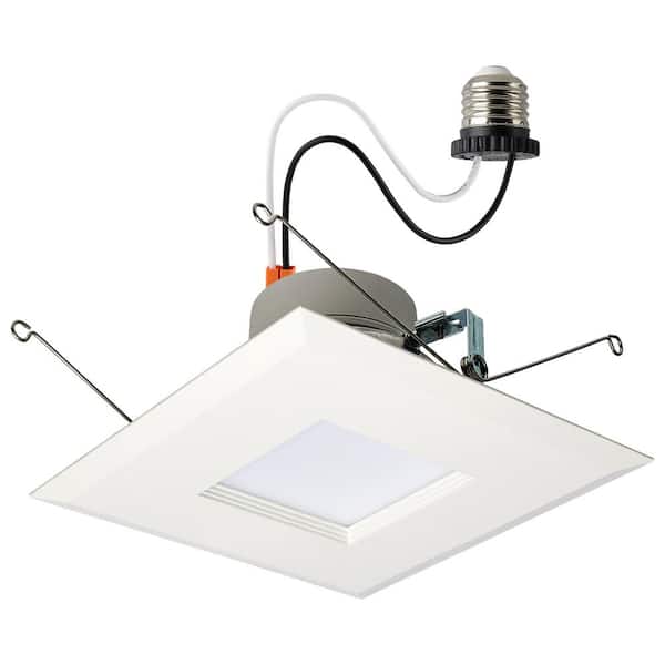 6 in. Adjustable Watt CCT Stepped Baffle Remodel Non-IC Rated Dimmable Indoor Square Integrated LED Recessed Light Trim